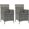 Image de Vidaxl Chaises De Jardin Avec Coussins 2 Pcs RÃ©sine TressÃ©e Gris