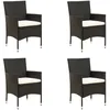 Image de Vidaxl Chaises De Jardin Avec Coussins 4 Pcs RÃ©sine TressÃ©e Noir