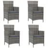 Image de Vidaxl Chaises De Jardin Avec Coussins 4 Pcs RÃ©sine TressÃ©e Gris
