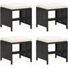 Image de Vidaxl Tabourets De Jardin 4 Pcs Avec Coussins RÃ©sine TressÃ©e Noir