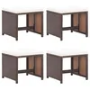 Image de Vidaxl Tabourets De Jardin Lot De 4 Et Coussins RÃ©sine TressÃ©e Marron