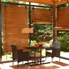 Image de Vidaxl Table De Jardin Beige 109x107x74 Cm RÃ©sine TressÃ©e Bois Massif