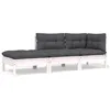Image de Vidaxl Salon De Jardin 3 Pcs Avec Coussins Blanc Bois De Pin Solide