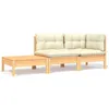 Image de Salon De Jardin 3 Pcs Avec Coussins CrÃ¨me Bois De Pin Massif