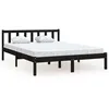 Image de vidaXL Cadre de lit Noir Bois de pin massif 135x190 cm Double