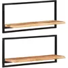 Image de Vidaxl ÃtagÃ¨res Murales 2 Pcs 80x25x35 Cm Bois D'acacia Et Acier
