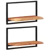 Image de Vidaxl ÃtagÃ¨res Murales 2 Pcs 60x25x35 Cm Bois D'acacia Et Acier