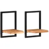 Image de Vidaxl ÃtagÃ¨res Murales 2 Pcs 25x25x35 Cm Bois D'acacia Et Acier