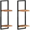 Image de Vidaxl ÃtagÃ¨res Murales 2 Pcs 25x25x75 Cm Bois D'acacia Et Acier