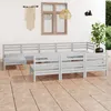 Image de Vidaxl Salon De Jardin 11 Pcs Blanc Bois De Pin Massif