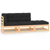Image de Vidaxl Salon De Jardin 3 Pcs Avec Coussins Bois De Pin Massif