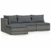 Image de Vidaxl Salon De Jardin 4 Pcs Avec Coussins Gris RÃ©sine TressÃ©e