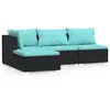 Image de Vidaxl Salon De Jardin 4 Pcs Avec Coussins Noir RÃ©sine TressÃ©e