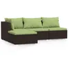 Image de Vidaxl Salon De Jardin 4 Pcs Avec Coussins Marron RÃ©sine TressÃ©e
