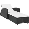 Image de Vidaxl Chaise Longue Avec Coussin Blanc CrÃ¨me RÃ©sine TressÃ©e Noir