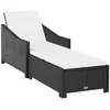 Image de Vidaxl Chaise Longue Avec Coussin Blanc CrÃ¨me RÃ©sine TressÃ©e Noir