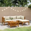 Image de Vidaxl Salon De Jardin 5 Pcs Avec Coussin CrÃ¨me Bois D'acacia Solide