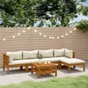 Image de Vidaxl Salon De Jardin 6 Pcs Avec Coussin CrÃ¨me Bois D'acacia Solide