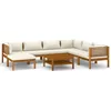 Image de Vidaxl Salon De Jardin 8 Pcs Avec Coussin CrÃ¨me Bois D'acacia Solide