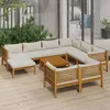 Image de Vidaxl Salon De Jardin 10 Pcs Avec Coussin CrÃ¨me Bois D'acacia Solide