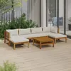 Image de Vidaxl Salon De Jardin 7 Pcs Avec Coussin CrÃ¨me Bois D'acacia Solide