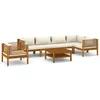 Image de Vidaxl Salon De Jardin 7 Pcs Avec Coussin CrÃ¨me Bois D'acacia Solide