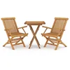 Image de Vidaxl Ensemble De Salle Ã Manger De Jardin 3 Pcs Bois De Teck Massif