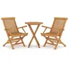 Image de Vidaxl Ensemble De Salle Ã Manger De Jardin 3 Pcs Bois De Teck Massif