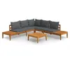 Image de Lot De 4 Salon De Jardin Bois Acacia Gris FoncÃ© Coussins Bancs CanapÃ© Table Ajustable