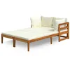 Image de Vidaxl Chaises Longues Avec Coussins Blanc CrÃ¨me 2 Pcs Acacia Solide