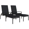 Image de Vidaxl Chaises Longues Avec Repose-Pied 2 Pcs RÃ©sine TressÃ©e Gris