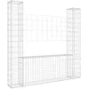 Image de Vidaxl Panier De Gabion En Forme De U Avec 2 Poteaux Fer 140x20x150 Cm