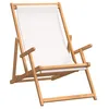 Image de Vidaxl Chaise De Plage Pliable Bois De Teck Solide CrÃ¨me