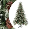 Image de vidaXL Sapin de NoÃ«l avec pommes de pin Vert et blanc 195 cm PVC et PE
