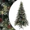 Image de vidaXL Sapin de NoÃ«l prÃ©-Ã©clairÃ© pommes de pin vert blanc 225cm PVC PE