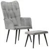Image de vidaXL Chaise Ã  oreilles avec repose-pied Gris vintage Toile