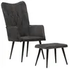 Image de vidaXL Chaise Ã  oreilles avec repose-pied Noir vintage Toile
