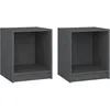 Image de vidaXL Tables de chevet 2 pcs Gris 35,5x33,5x41,5cm Bois de pin massif