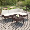 Image de Vidaxl Salon De Jardin 5 Pcs Avec Coussins RÃ©sine TressÃ©e Marron