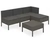 Image de Vidaxl Salon De Jardin 5 Pcs Avec Coussins RÃ©sine TressÃ©e Gris