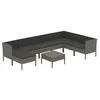 Image de Vidaxl Salon De Jardin 9 Pcs Avec Coussins RÃ©sine TressÃ©e Gris