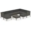 Image de Vidaxl Salon De Jardin 10 Pcs Avec Coussins RÃ©sine TressÃ©e Gris
