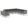 Image de Vidaxl Salon De Jardin 9 Pcs Avec Coussins RÃ©sine TressÃ©e Gris