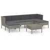 Image de Vidaxl Salon De Jardin 7 Pcs Avec Coussins RÃ©sine TressÃ©e Gris