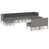 Image de Vidaxl Salon De Jardin 9 Pcs Avec Coussins RÃ©sine TressÃ©e Gris