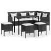 Image de Vidaxl Ensemble De CanapÃ©s En L 5pcs Avec Coussins RÃ©sine TressÃ©e Noir