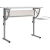 Image de vidaXL Bureau d'artisanat blanc et gris 110x53x(58-87) cm