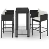 Image de Vidaxl Ensemble De Bar De Jardin 5 Pcs Et Coussins RÃ©sine TressÃ©e Noir