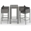 Image de Vidaxl Ensemble De Bar De Jardin 5 Pcs Et Coussins RÃ©sine TressÃ©e Gris