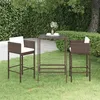 Image de Vidaxl Meubles De Bar De Jardin 3pcs Et Coussins RÃ©sine TressÃ©e Marron
